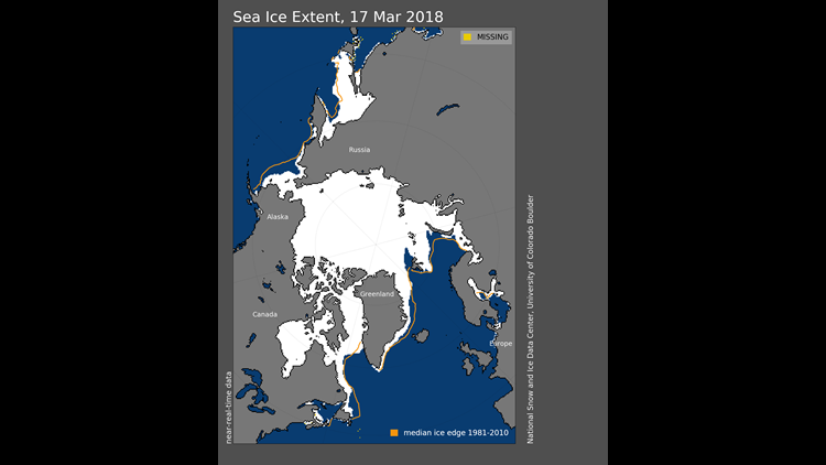 arctic sea ice nears all-time record wintertime low