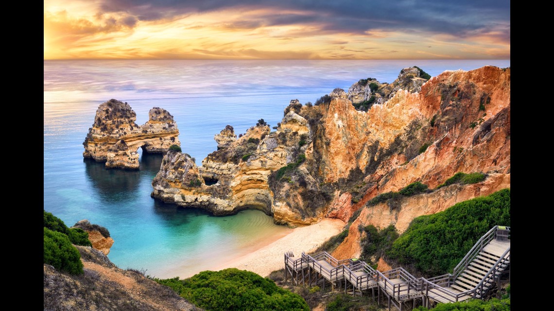 the beautiful camilo beach in lagos portugal with