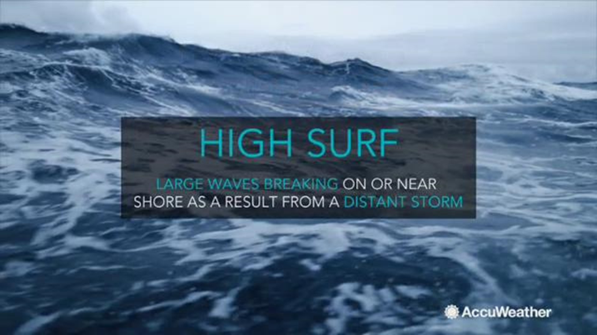 High surf is when large waves break on or near the shore, as a result from a distant storm. Thats when either a high surf advisory or warning is issued.