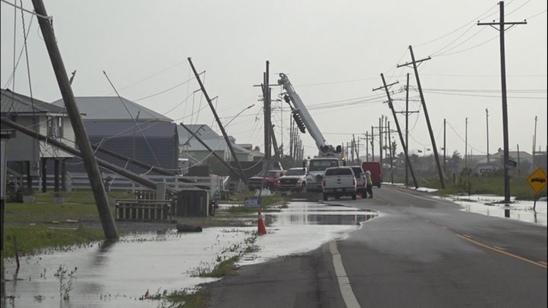 Grand Isle, Louisiana, became severely inundated on April 14, after a powerful storm swept through. High-speed winds caused severe damage.