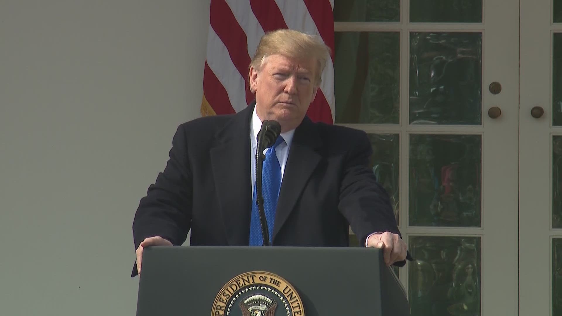 'It's a great thing to do,' President Donald Trump said after declaring a national emergency.