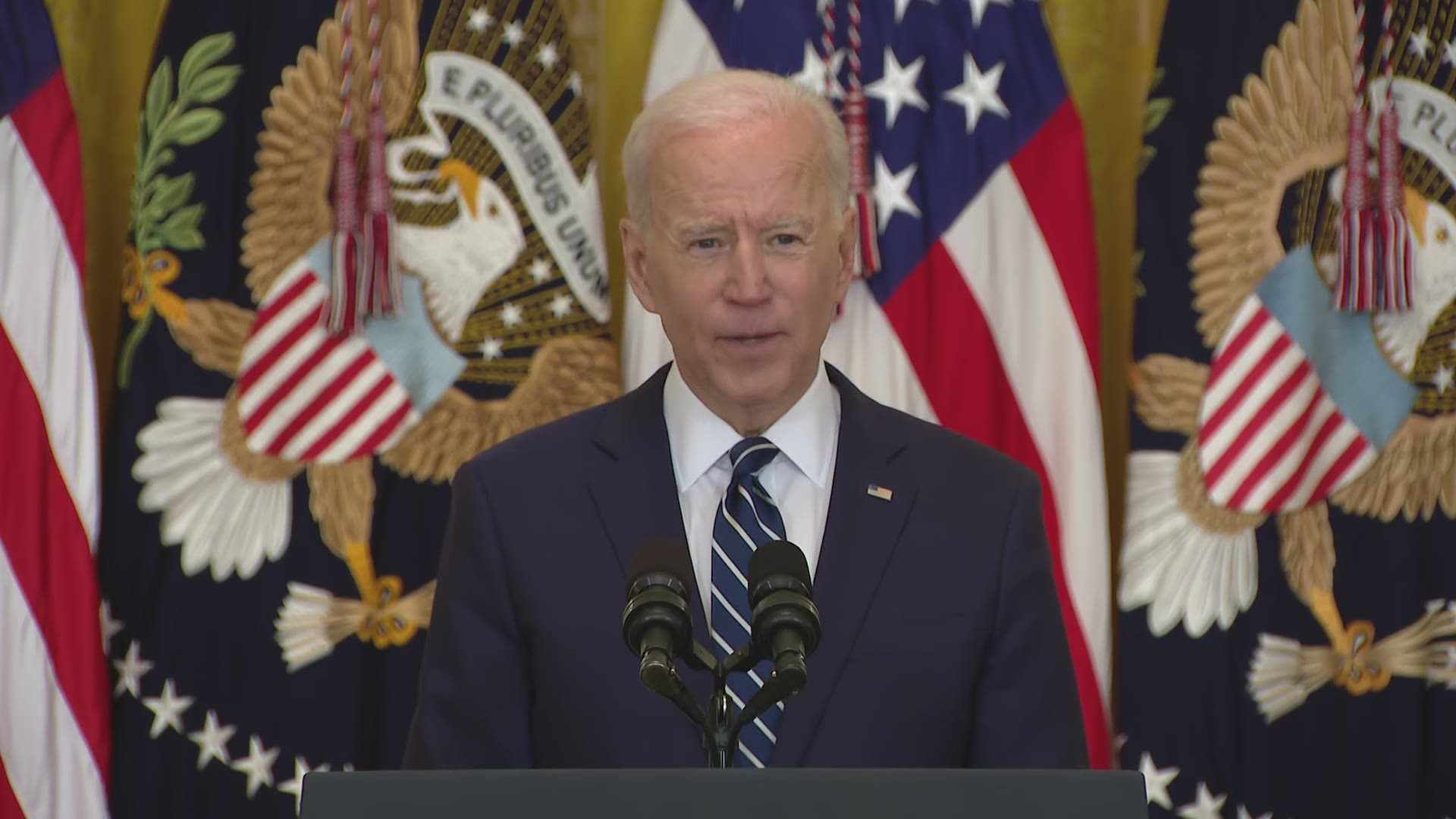 President Joe Biden pledged 200 million coronavirus vaccine doses in his first 100 days Thursday. Also discusses reopening schools and stimulus payments.