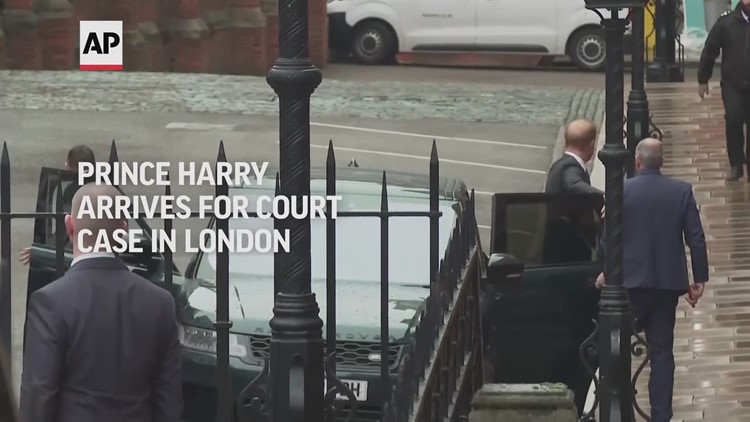 Prince Harry arrives for phone hacking court case in London