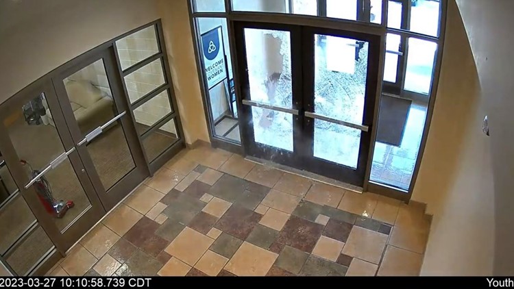 Surveillance footage shows shooter enter Nashville school