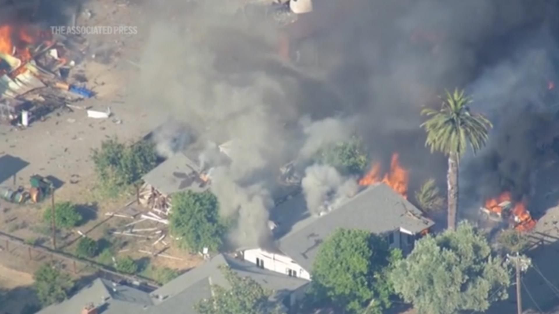 An explosion at a fireworks warehouse in northern California caused several fires, sending black smoke into the air and forcing evacuations, authorities said.