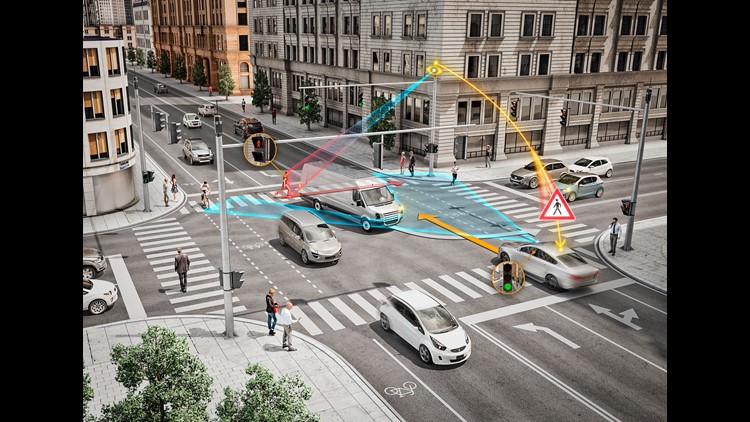 suite of sensors to detect pedestrians and alert oncoming ve