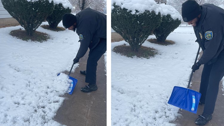 Arkansas officers clear snowy path to mailbox for local WWII veteran