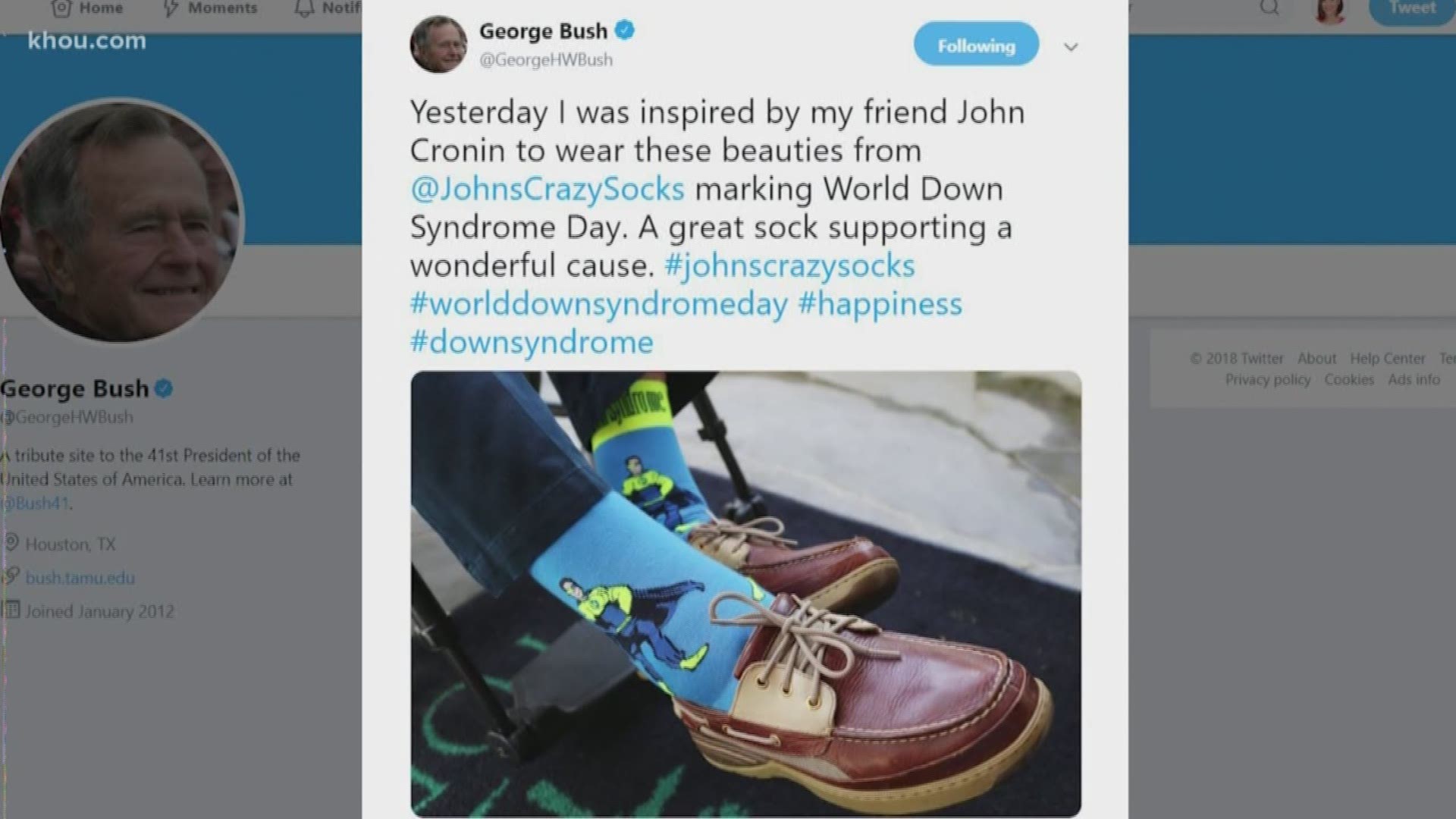 President George H.W. Bush was known for his love of colorful socks. That's how his friendship began with John Cronin, a young man from New York with Down syndrome.