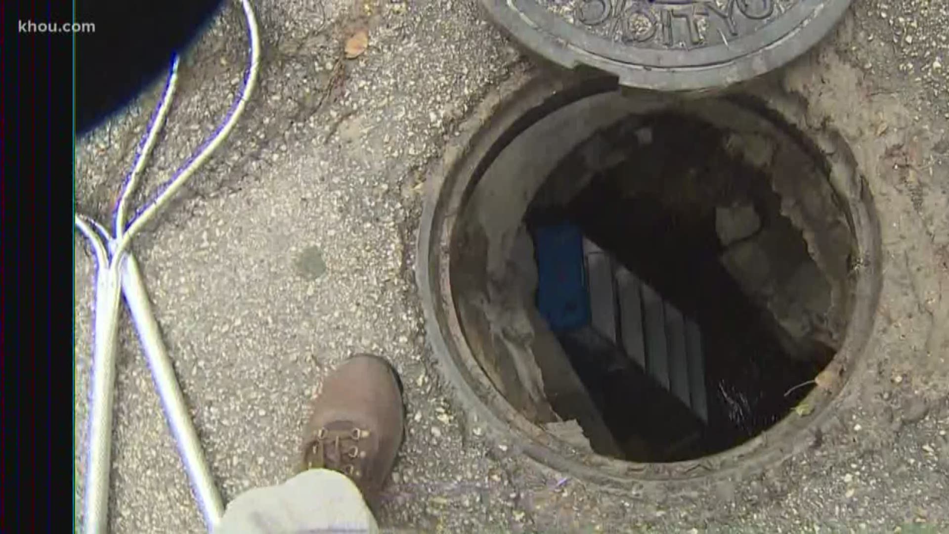 Concerned citizens are trying to rescue some puppies that have apparently been in a storm drain since Thursday. A KHOU 11 News crew is trying to help get the puppies out.