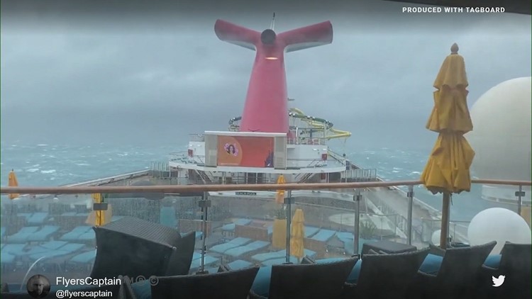 Video shows Carnival Sunshine cruise ship rocked by storm off East Coast