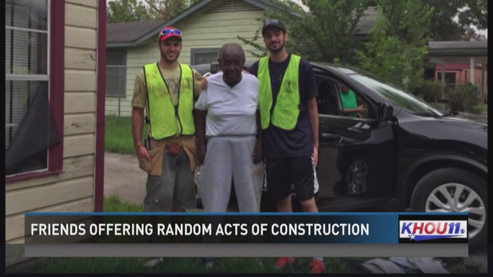 College students surprised an 85-year-old, disabled flood victim who lost his home.