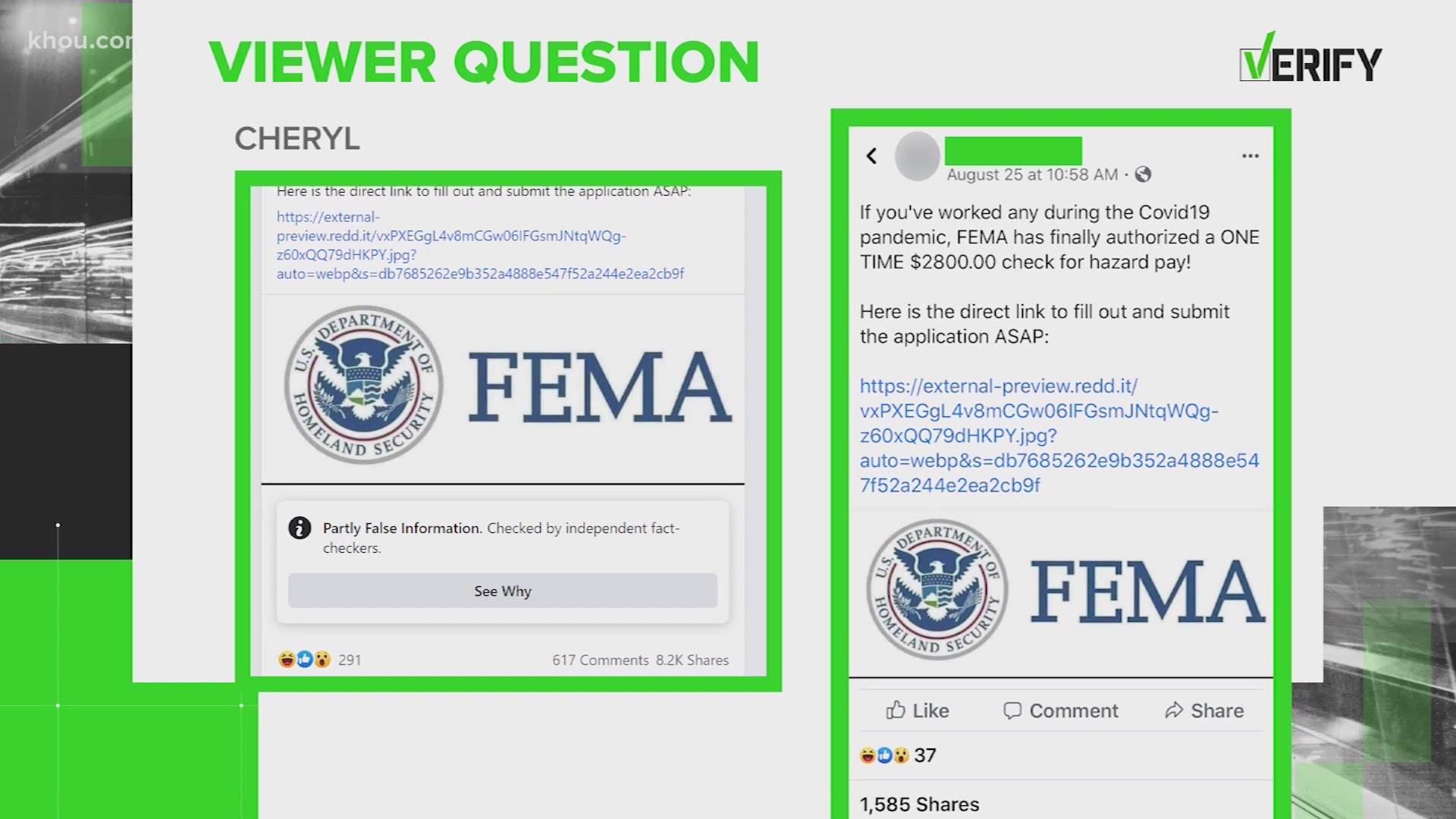 Our VERIFY Team dug into the question and found out that FEMA isn't mailing out hazard pay checks if you worked during the pandemic.