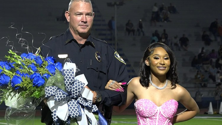 After helping her family get justice, officer escorts teenager during her high school homecoming ceremony