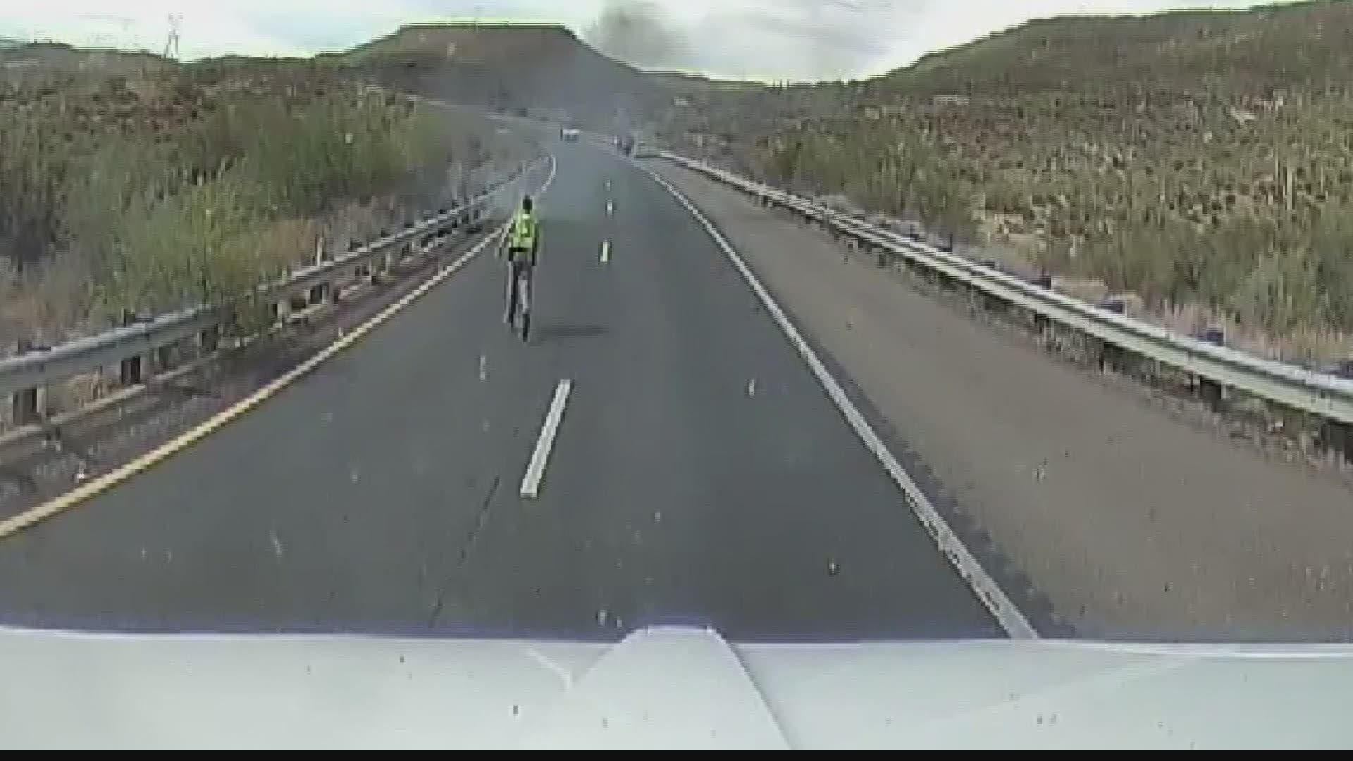 A truck driver and his son were at the right place at the right time and did all they could to help put out a growing fire on I-17.