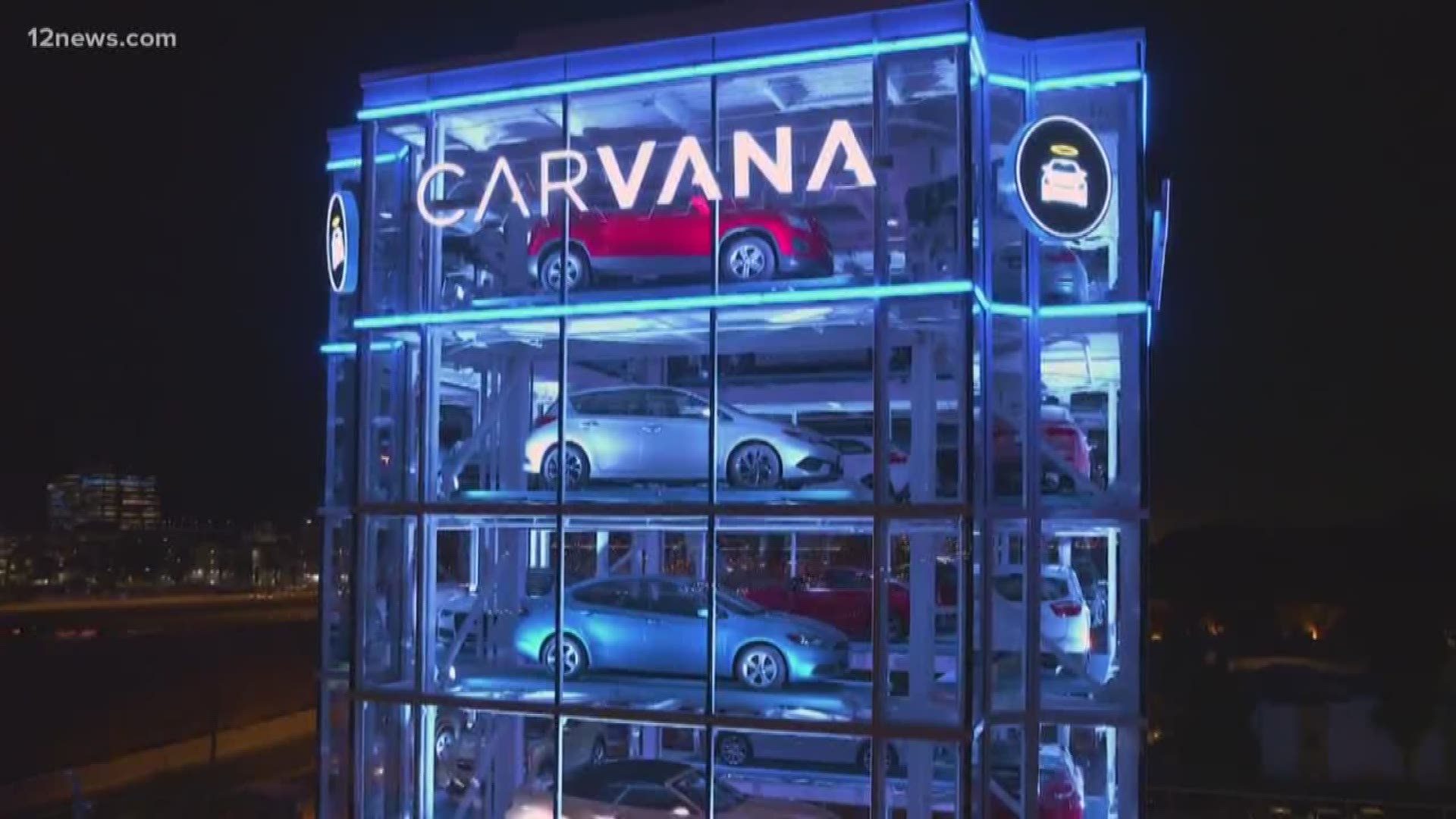 Carvana has built a 90 foot vending machine that dispenses cars. Check out how it works!