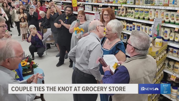 Wedding on aisle 8: An Arizona couple ties the knot in same supermarket where they met, got engaged