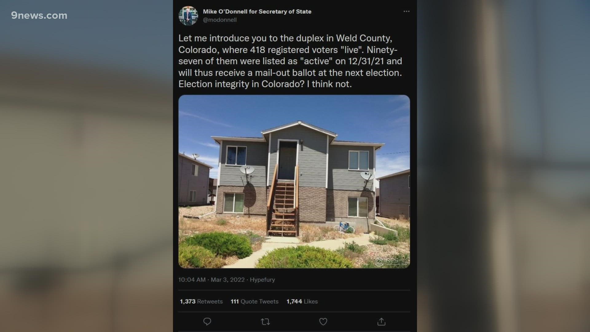 This isn't voter fraud, but a Weld County duplex with hundreds of registered voters is getting attention. It's tied to a truck driving school.