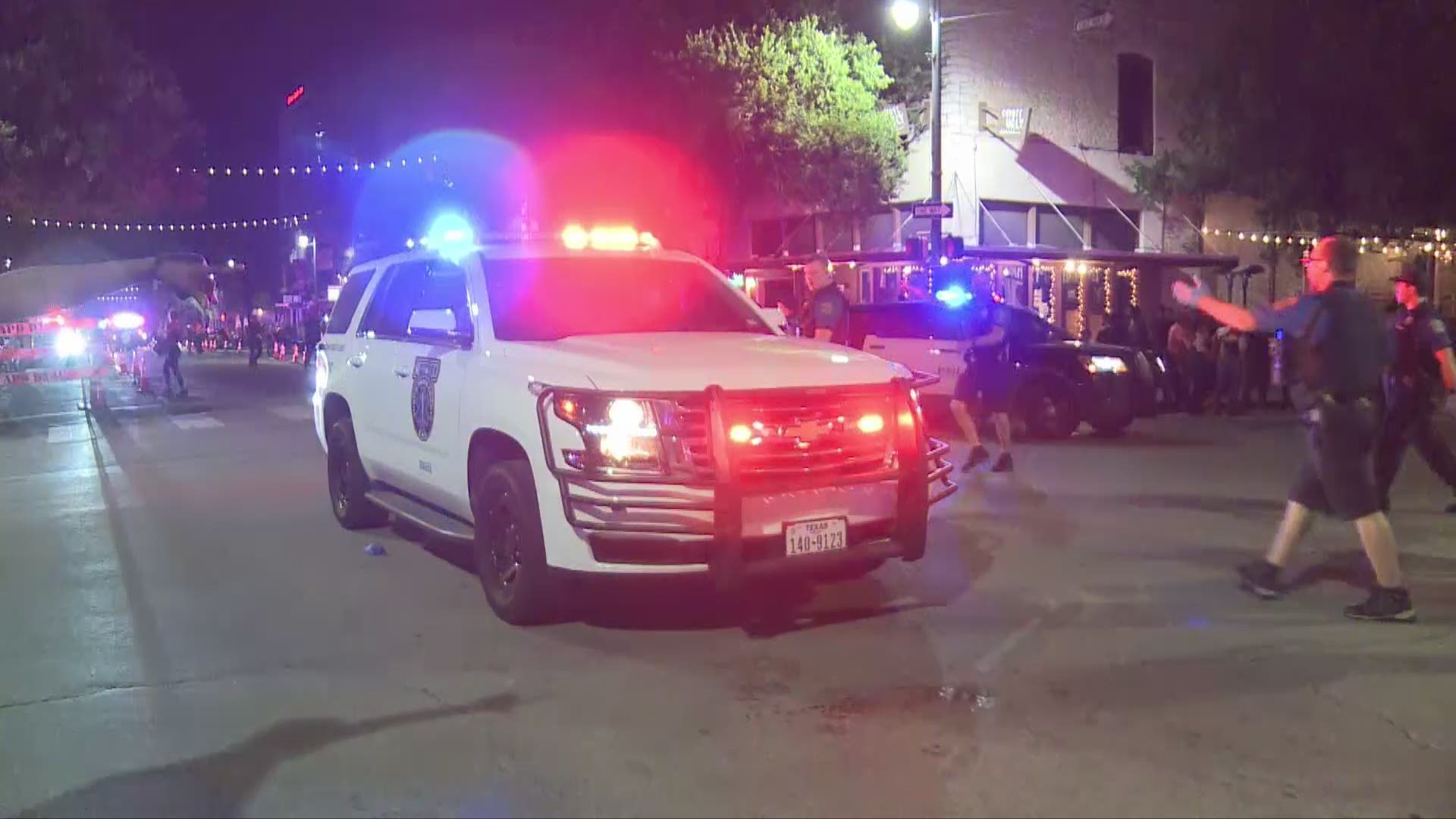 Video from Metro Video Services shows a chaotic scene in the busy entertainment district on 6th Street.