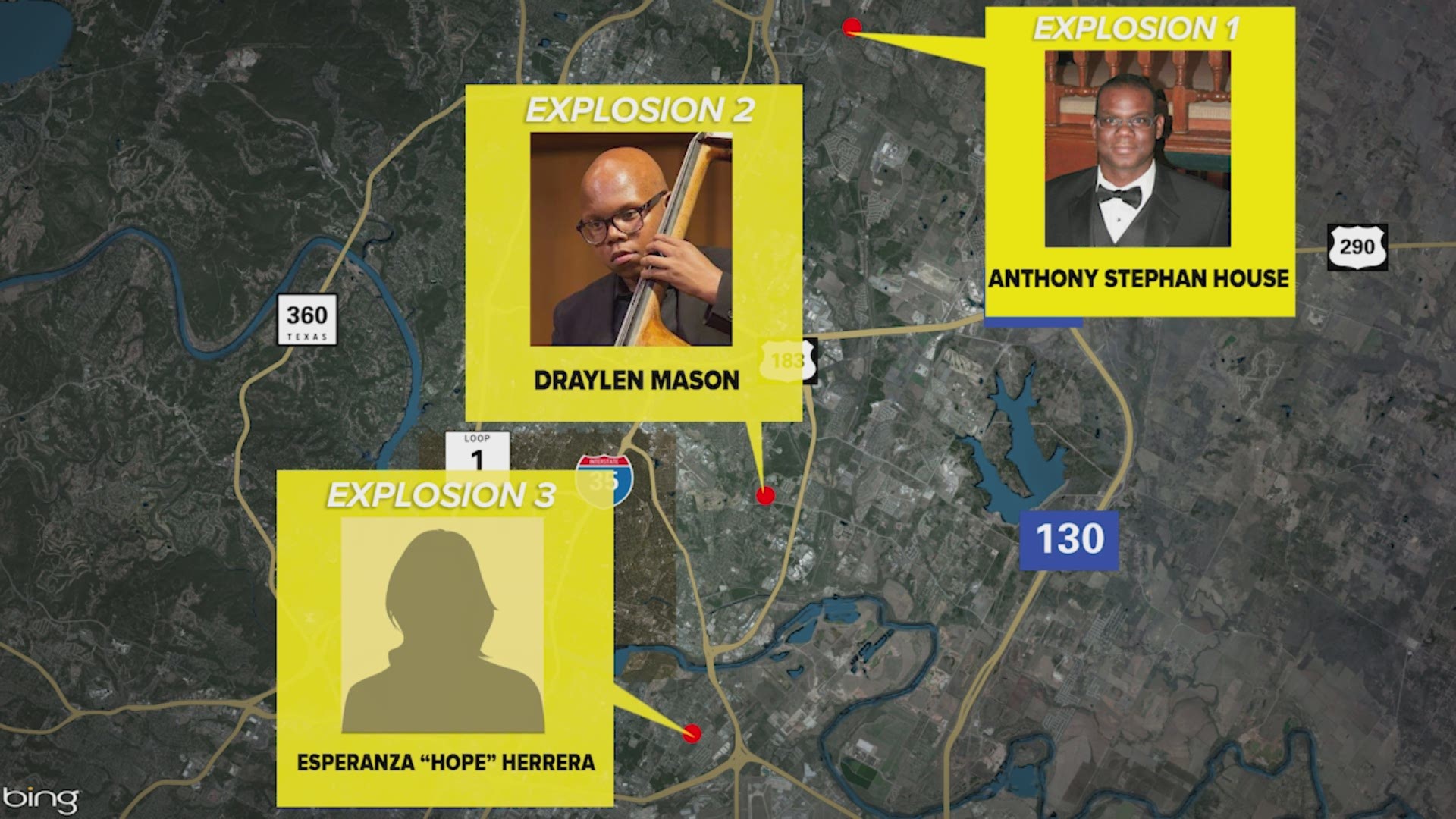 A timeline of the three Austin explosions that occurred in March.
