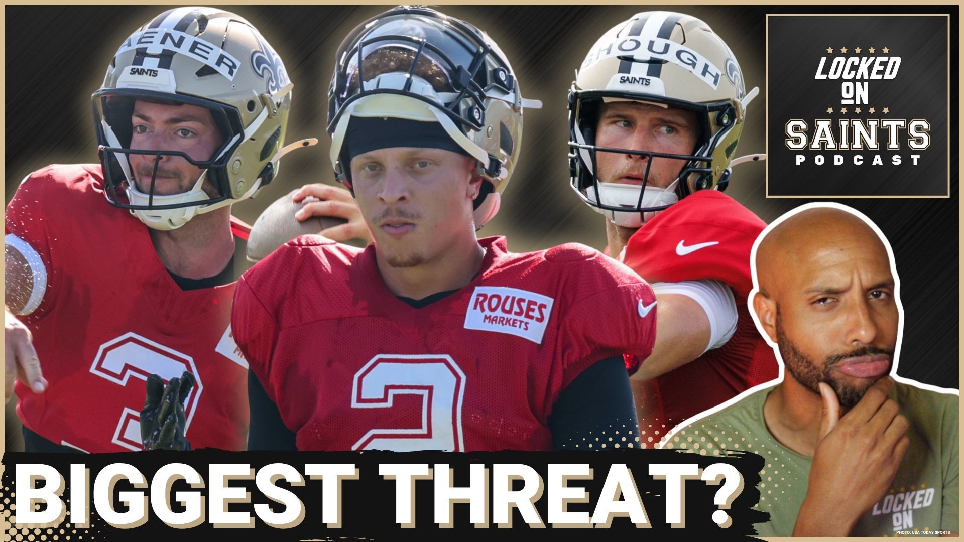 Spencer Rattler leads the New Orleans Saints quarterback competition, outpacing Tyler Shough and Jake Haener in training camp reps and completion percentage.