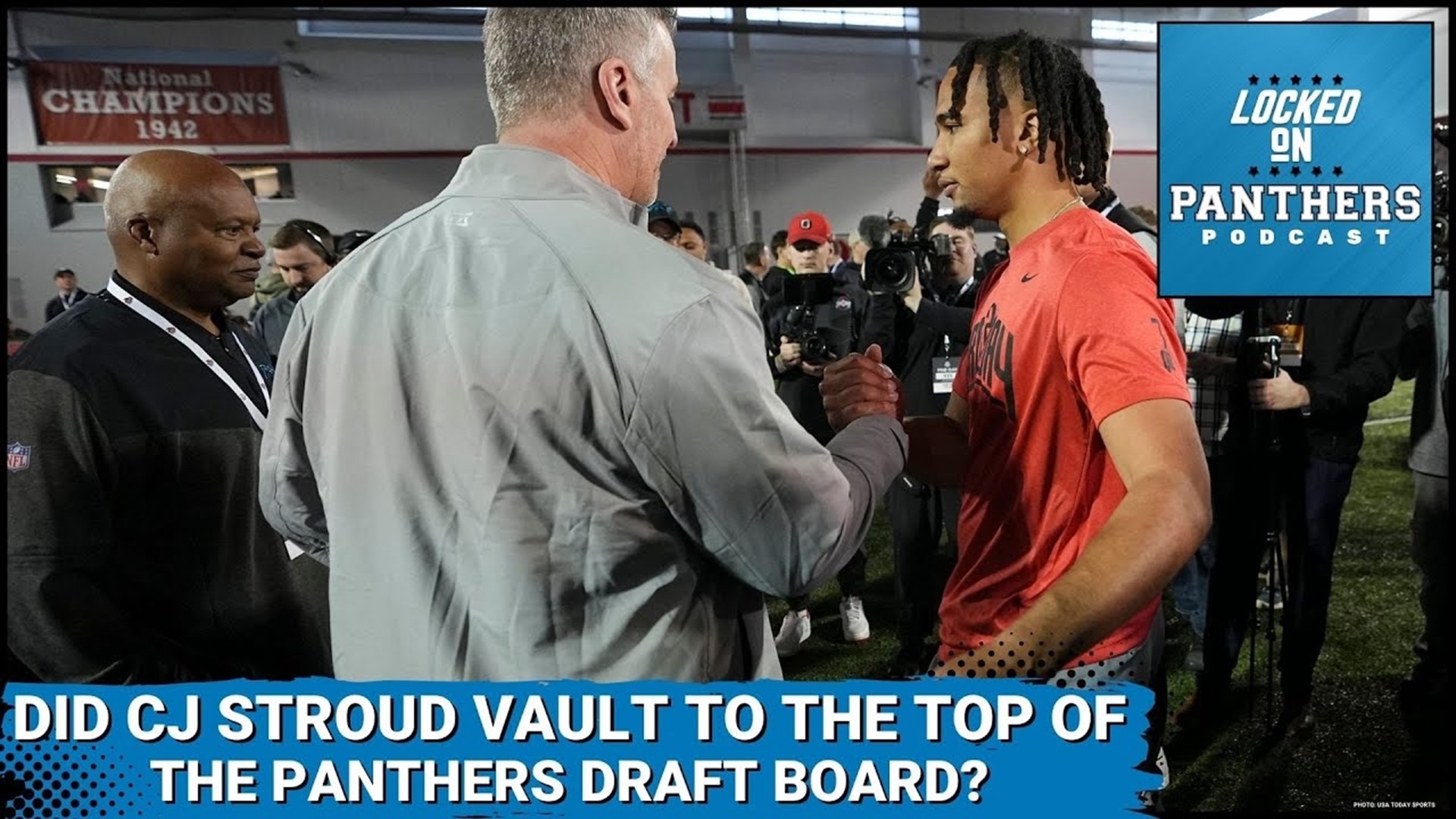 The Carolina Panthers began their tour of college Pro Days on Wednesday, traveling to Columbus, OH to check out top QB prospect CJ Stroud.