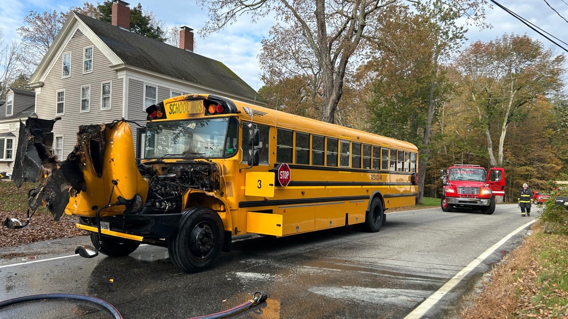 MSAD 44 school bus engine catches on fire in Buxton - Vimarsana News