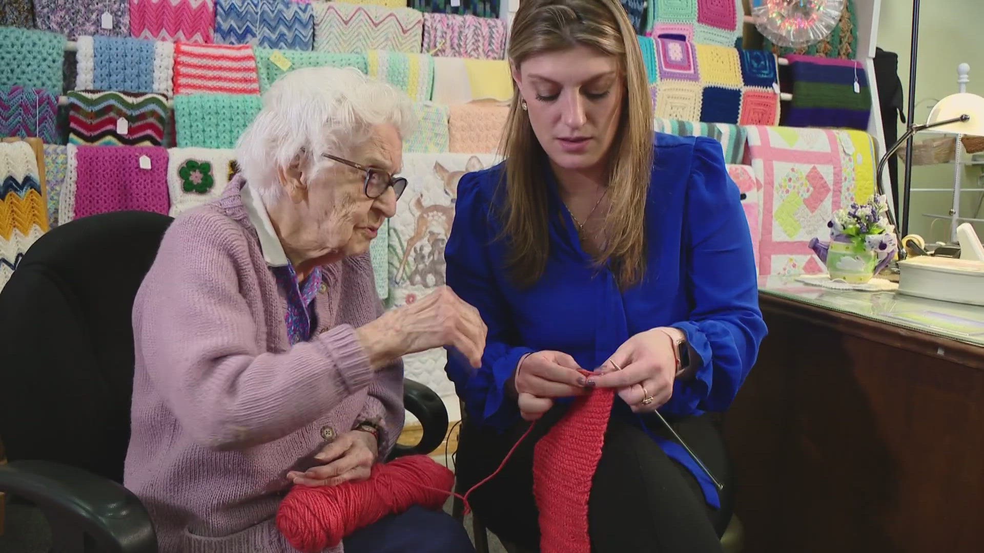 Barbara Bean turned 104 in February and said she loves the people she meets while volunteering at the Oldtimers' Shop in Sanford.