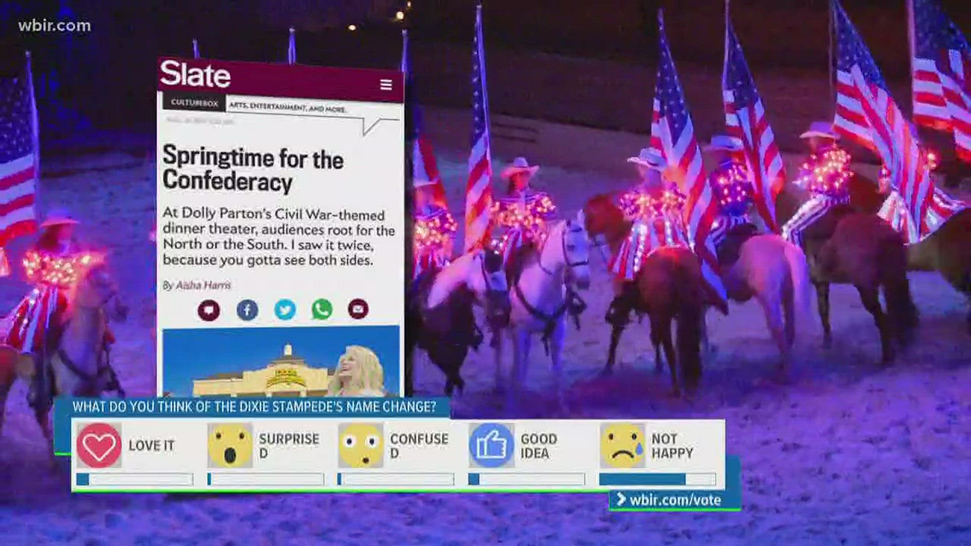 Jan. 9, 2018: Dolly Parton's Dixie Stampede is dropping the word "Dixie" from its name for the 2018 season.