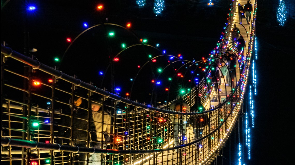 Check out the SkyBridge in Gatlinburg all lit up for Christmas