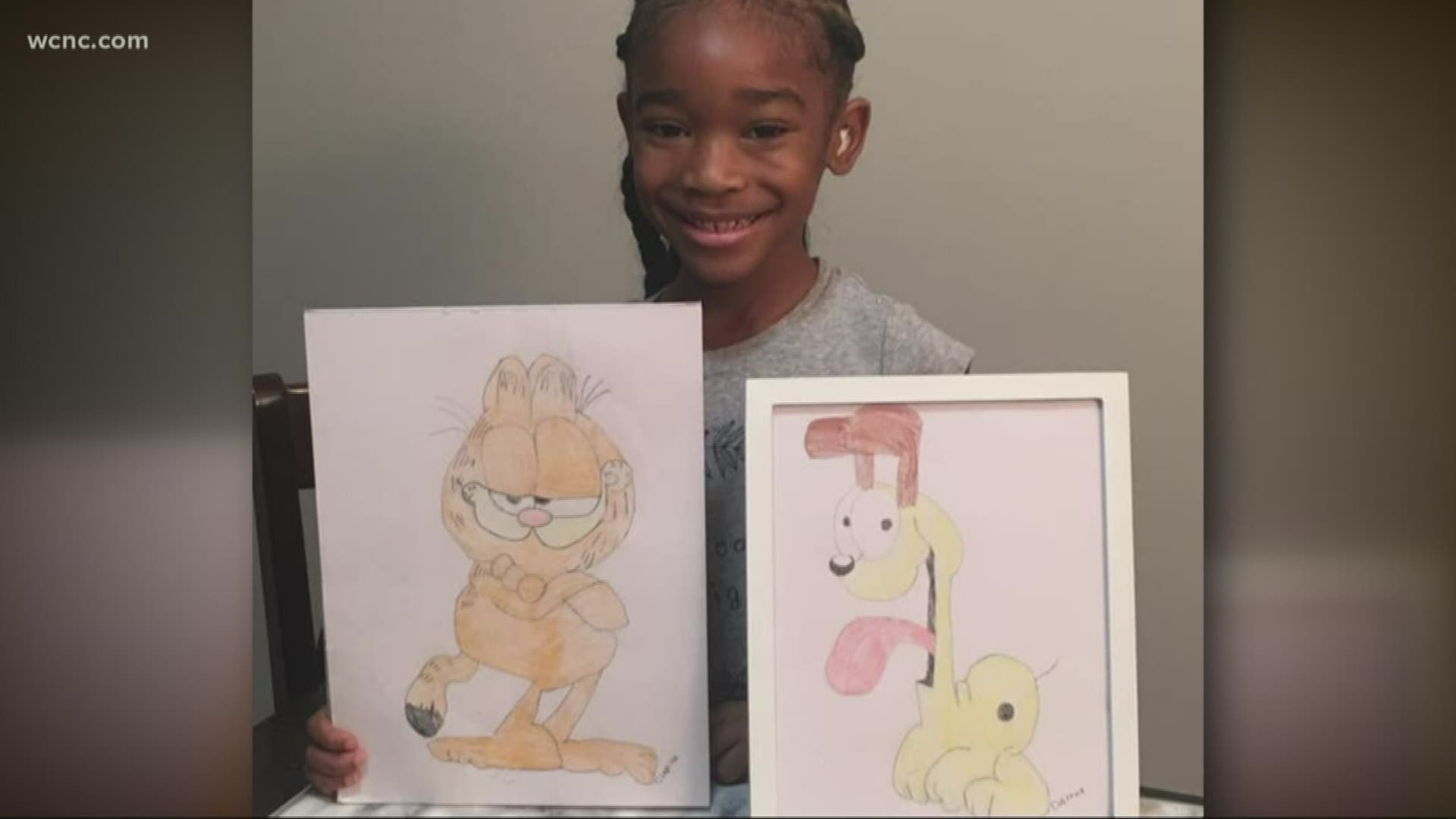 Through social media, the 5-year-old's artwork of Garfield and Odie got back to the cartoon's creator, Jim Davis.