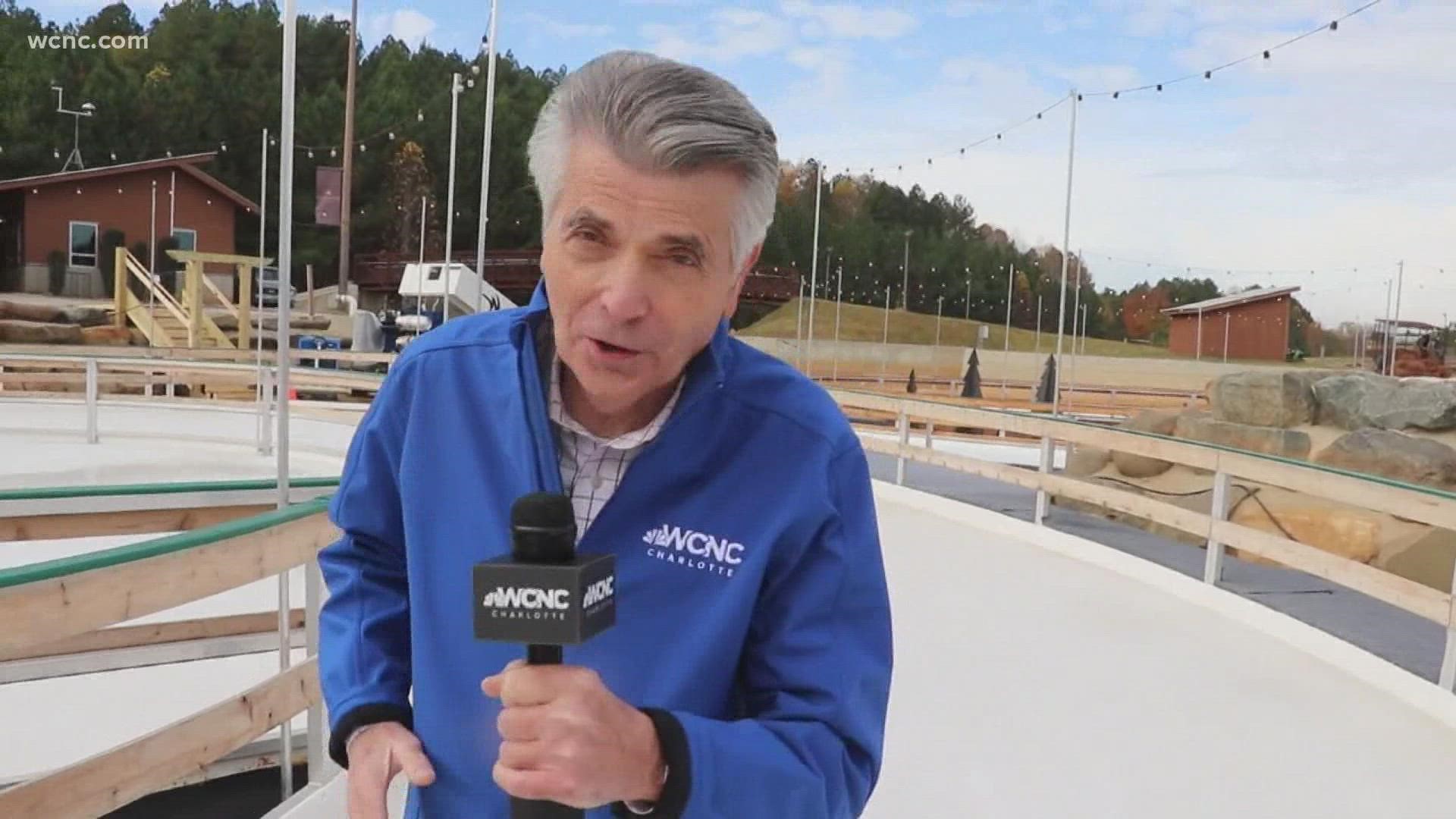 WCNC Charlotte's Larry Sprinkle got some time on the ice before anyone else arrived.