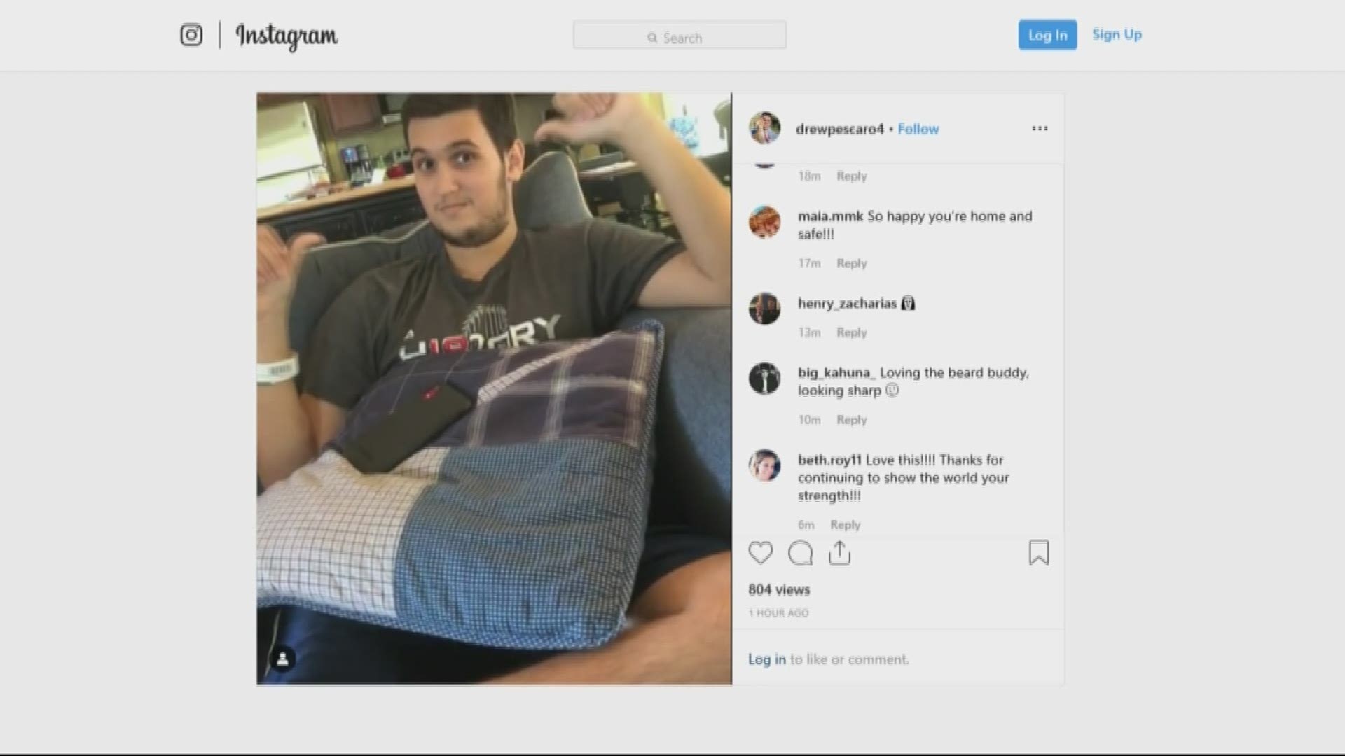 Pescaro posted a video on Instagram and Twitter announcing that he had returned home after being discharged. He was one of the four UNCC students injured in the deadly campus shooting.