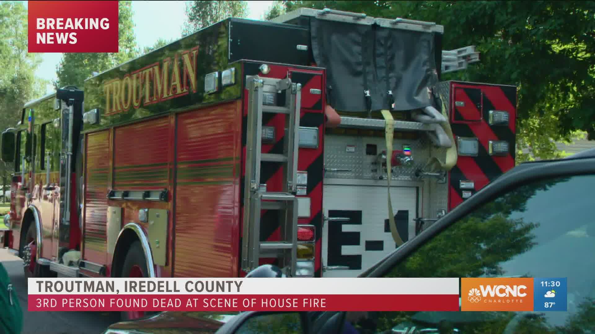 A third person was found dead at the scene of a "suspicious" house fire in Iredell County, officials said.