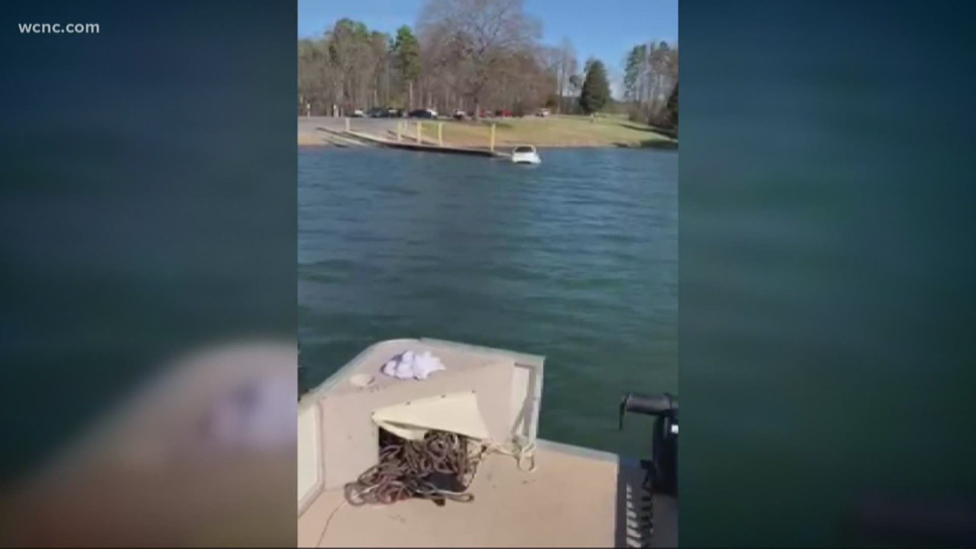 Two cousins out fishing spotted an SUV sinking into the water near Stumpy Creek Boat Landing in Mooresville, so they helped rescue the woman inside.