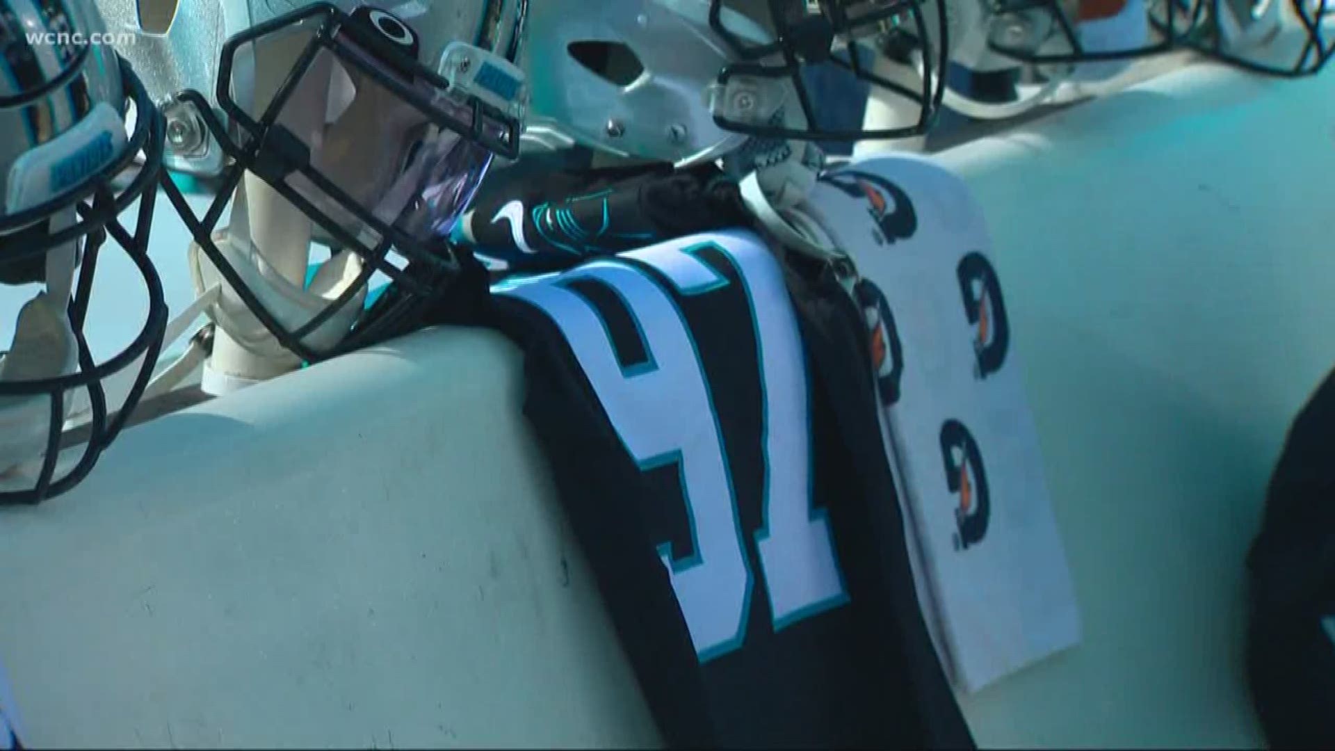 The Carolina Panther dedicated Sunday's win to Addison, who was away from the team after his brother's shooting death in Alabama.