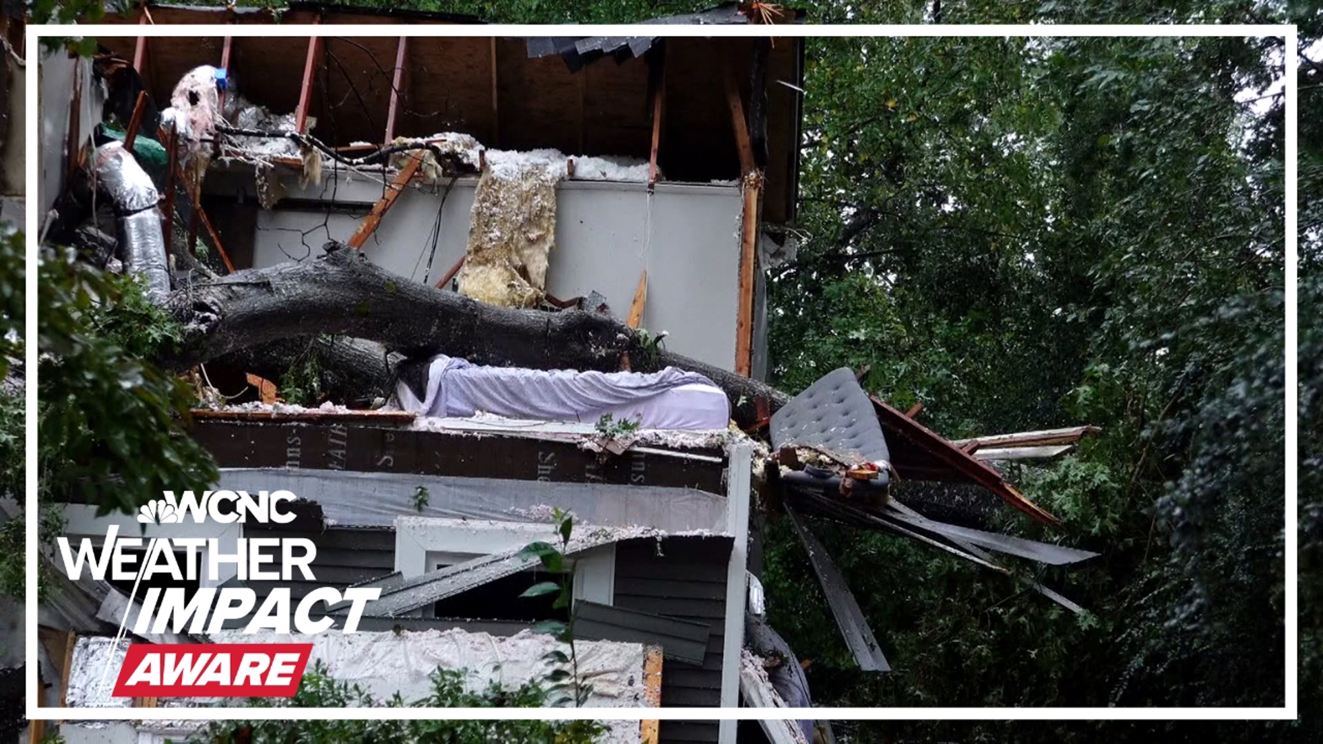 Helene left a trail of damage in the Carolinas. One home in Rock Hill had a tree land right in the bedroom.