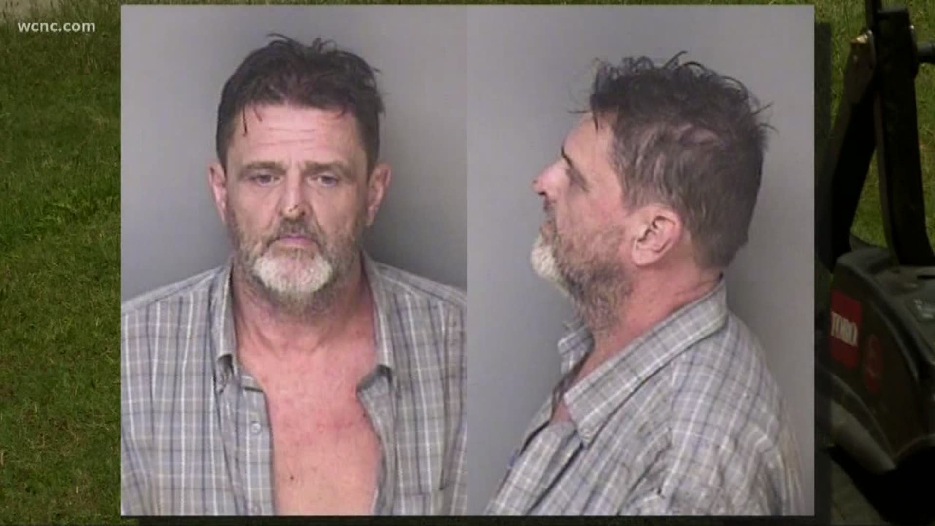 Court documents say the man was driving a lawn mower when he tried to run over a firefighter. Police say he damaged a fire hose, interfering with firefighters' abilities to perform their duties. Officers say despite their commands, he refused to get off his mower.