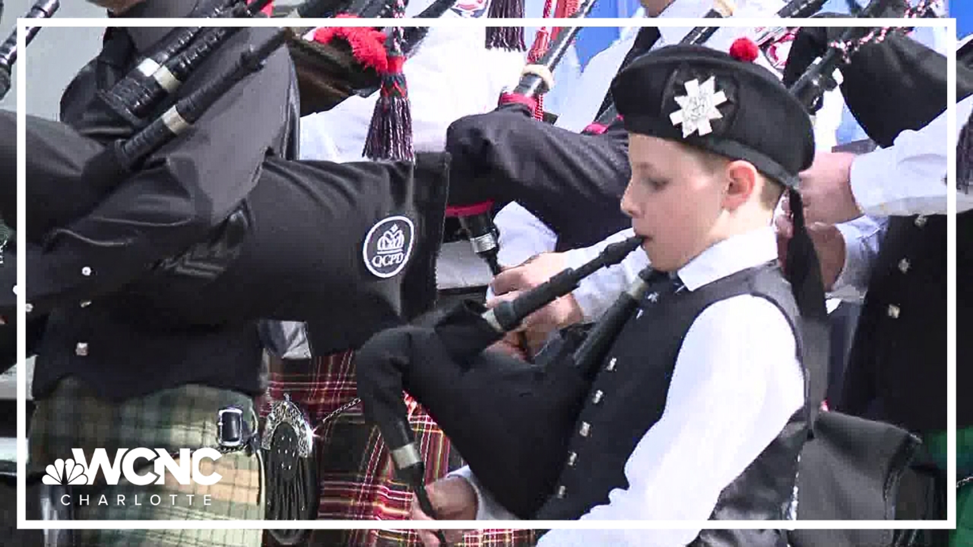 9-year-old plays bagpipes in CMPD officer's procession | wfmynews2.com