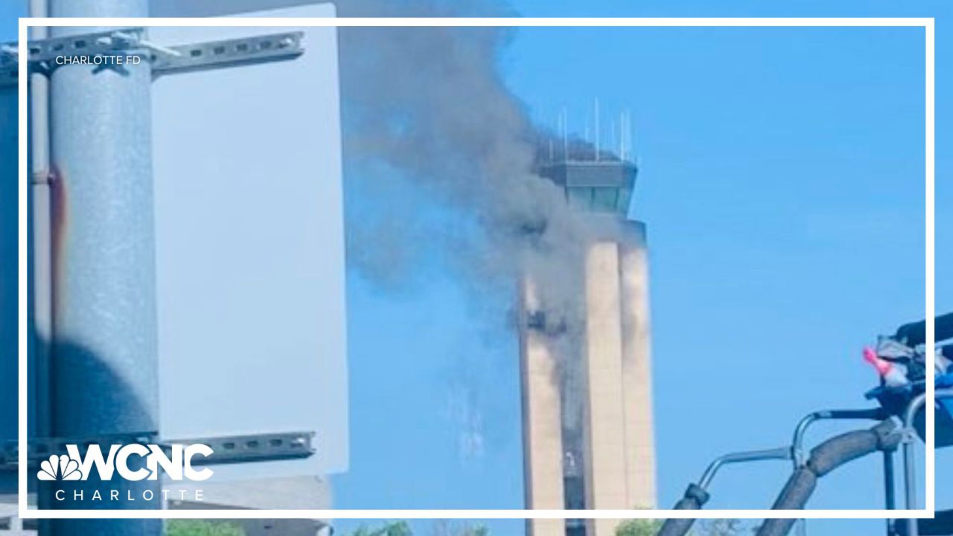 It happened at the old control tower between the two parking decks just north of the main terminal at Charlotte Douglas International Airport.