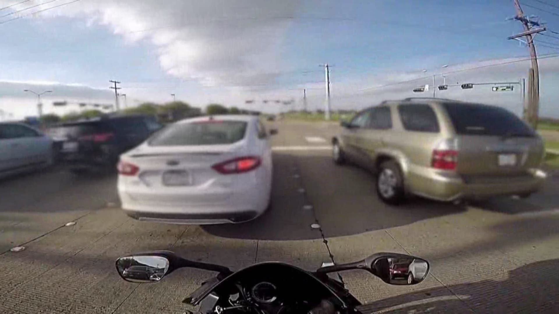 A video of a three-vehicle crash also involving a motorcycle crash in North Texas, is going viral. In a video link posted on Reddit, the Plano man is recording video with a camera while riding his motorcycle Saturday. He says no one left in an ambulance.