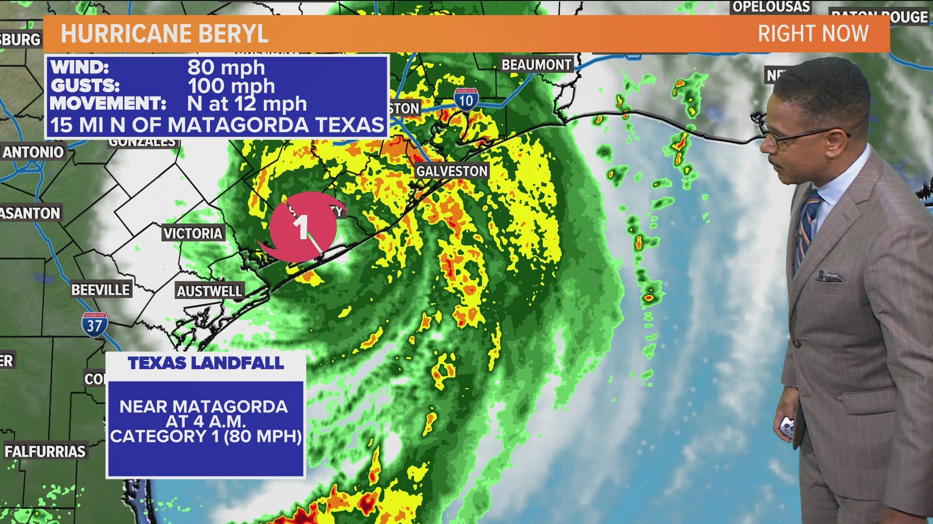 Hurricane Beryl made landfall on the Texas coast. Here's the latest forecast, radar, path, impacts and storm conditions.