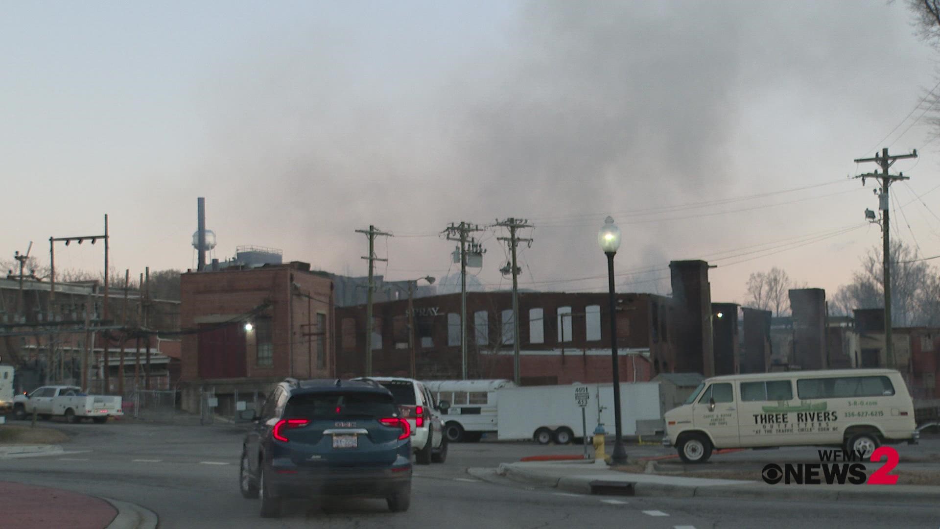 Historic Spray Cotton Mills in Eden still burning after two days