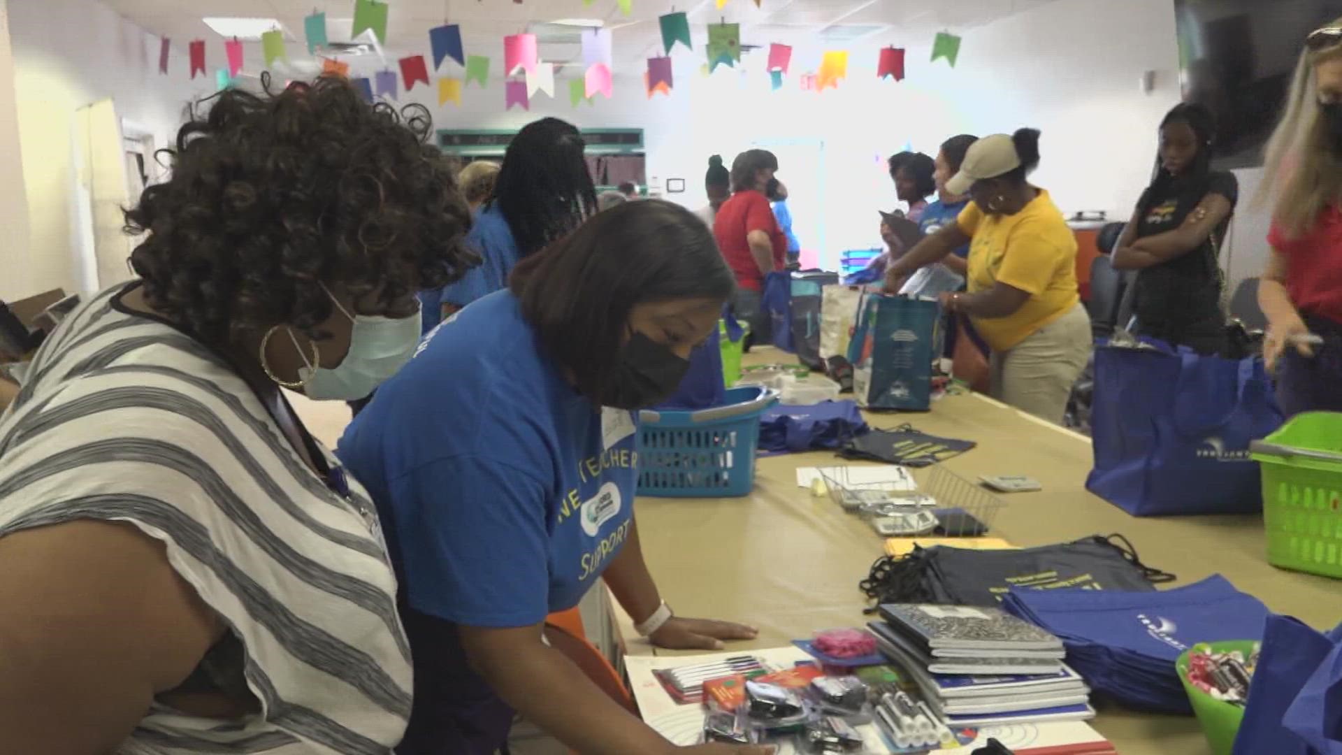 The warehouse was blocked off today for new teachers to wrap up their New teacher Orientation Week.