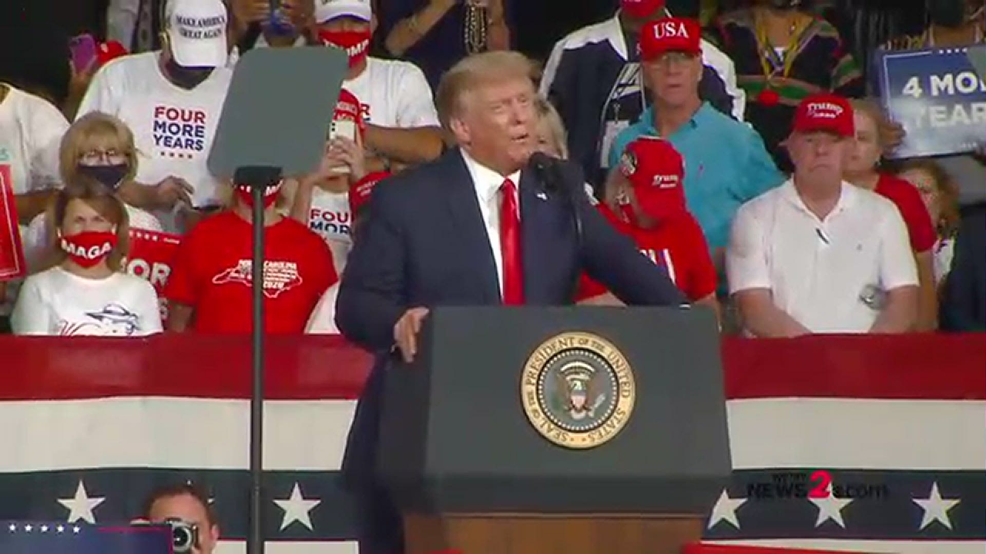 President Trump held a campaign rally in Winston-Salem Tuesday night. It’s the first time President Trump has held a public event in the Triad since taking office.