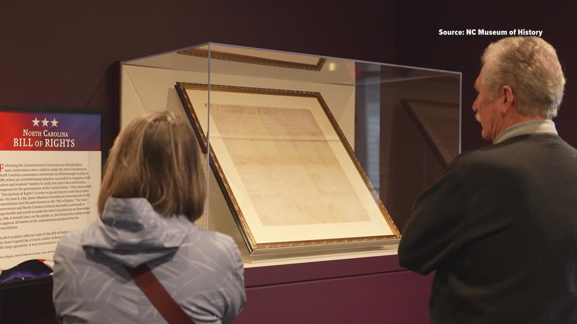 The North Carolina Museum of History held a special one-day public exhibition showcasing the first printing of the U.S. Constitution.