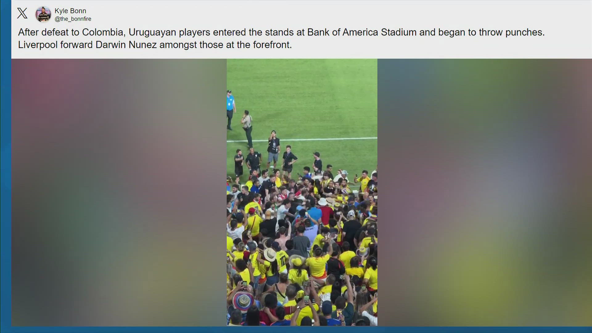 Uruguayan players fight fans at Bank of America Stadium | wfmynews2.com