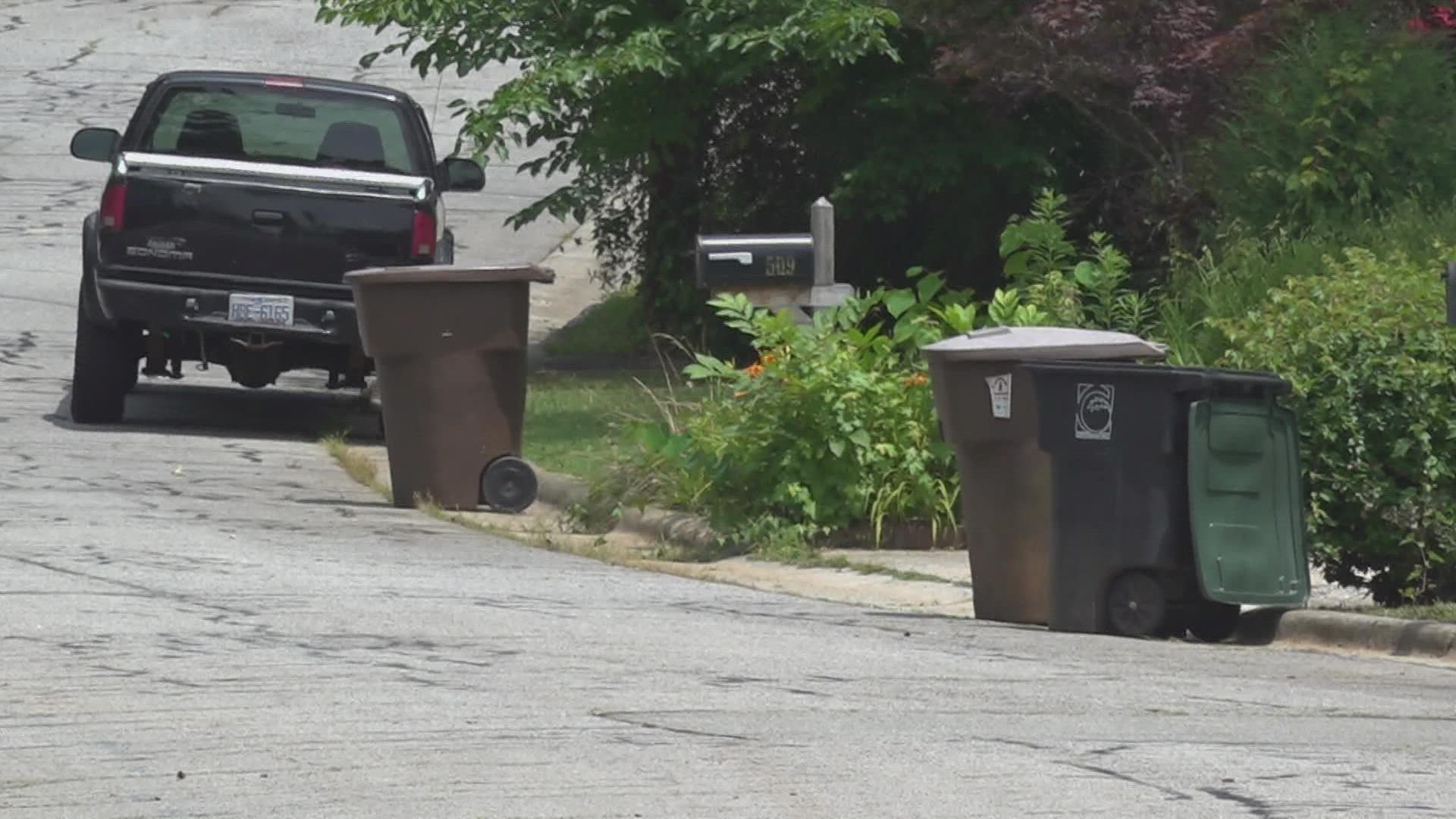 The city of Greensboro said all containers must be pulled back from the curbside by 7 p.m. on your pickup day.
