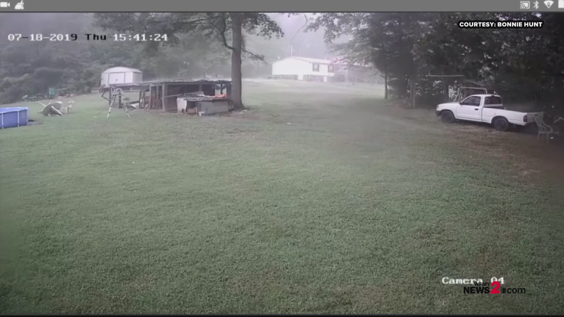 Watch as a tree comes down during a storm in Silver Valley in Davidson County, NC.