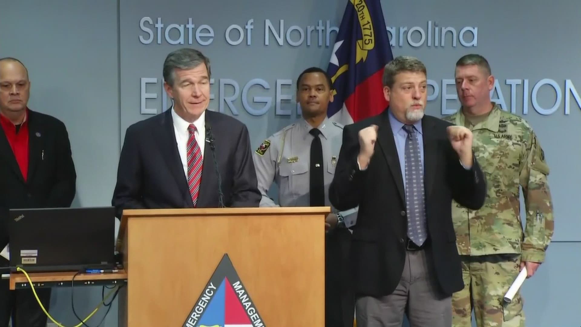 Governor Roy Cooper held a press conference Friday morning to warn of potential threats from the winter storm this weekend.