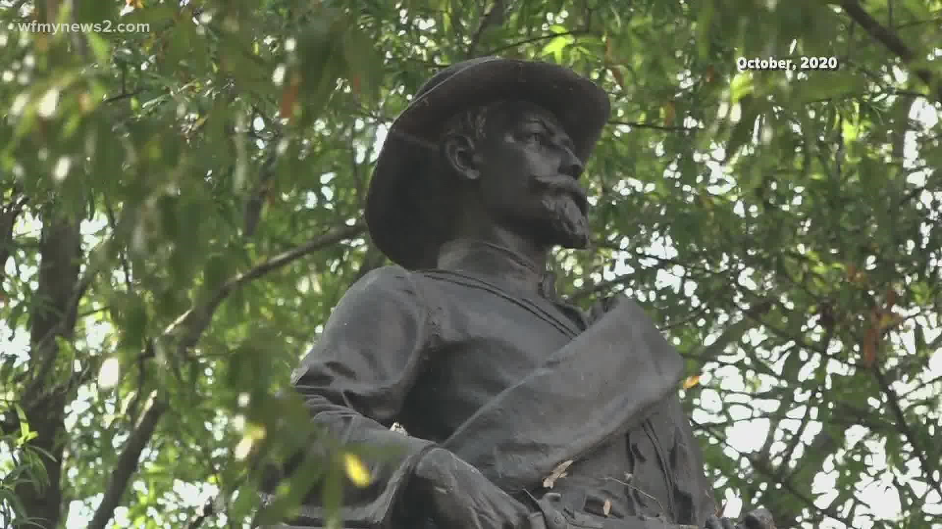 A confederate monument, removed from uptown Lexington, now sits on a private piece of land and is owned by the United Daughters of the Confederacy.